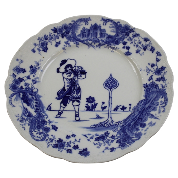 1903 Royal Doulton Picturesque Scenes Golf Plate - Impressed On The Back 1903