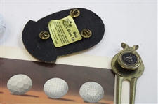 Assorted Badges, Divot Tools, Tees & Golf Balls Including Golf's Holey Rollers' Card