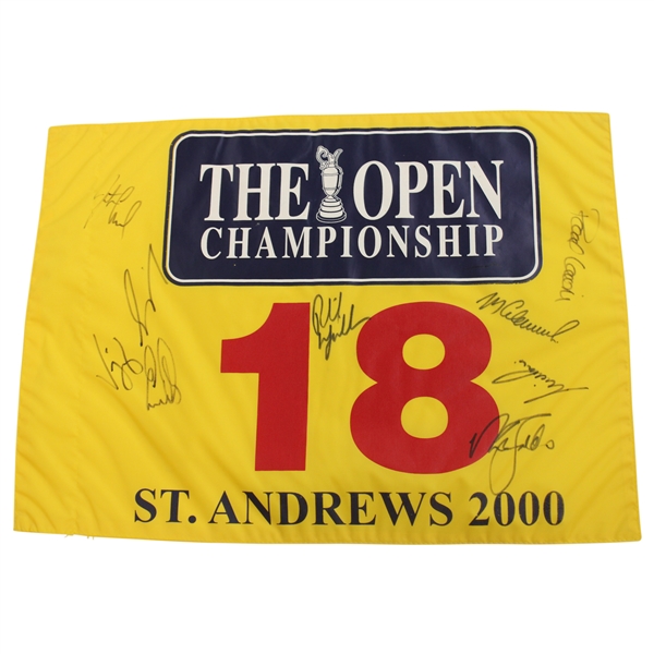 Els, Faldo, Phil & other Open Champs w/Vijay Signed 2000 Open at St Andrews Flag JSA ALOA