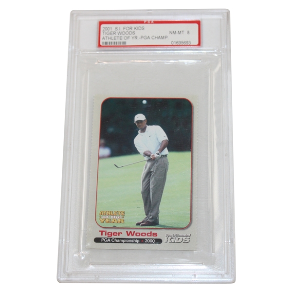 Tiger Woods 2001 SI for Kids Athlete of Year - PGA Champ Golf Card PSA NM-MT 8
