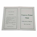 Vintage Cypress Point Club Un-Marked Mens Scorecard