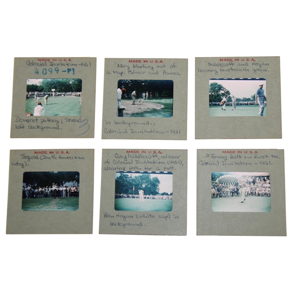 Six (6) 1951 Colonial Photo Negatives of Hogan, Nelson, Snead, Middlecoff, Demaret & others