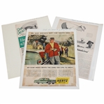 Three (3) 1950s Sam Snead "Quit All That Thinking,  Hertz & Mennen Deodorant Ads