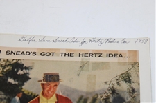 Three (3) 1950s Sam Snead Quit All That Thinking',  Hertz & Mennen Deodorant Ads