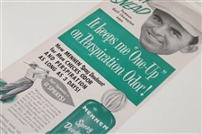 Three (3) 1950s Sam Snead Quit All That Thinking',  Hertz & Mennen Deodorant Ads