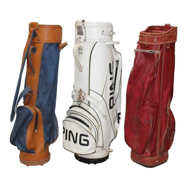 Three (3) Classic Full Size Golf Bags - Blue/PING/Red