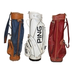 Three (3) Classic Full Size Golf Bags - Blue/PING/Red