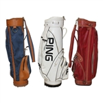 Three (3) Classic Full Size Golf Bags - Blue/PING/Red