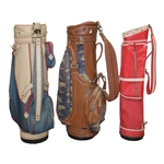 Three (3) Classic Full Size Golf Bags - Two Tone/Canvas Horses/Red