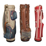 Three (3) Classic Full Size Golf Bags - Two Tone/Canvas Horses/Red