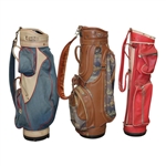 Three (3) Classic Full Size Golf Bags - Two Tone/Canvas Horses/Red