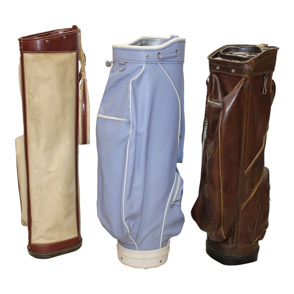 Three (3) Classic Full Size Golf Bags - Tan/Light Blue/Deep Brown