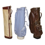 Three (3) Classic Full Size Golf Bags - Tan/Light Blue/Deep Brown