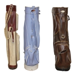 Three (3) Classic Full Size Golf Bags - Tan/Light Blue/Deep Brown