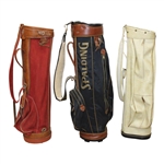 Three (3) Classic Full Size Golf Bags - Red/Black & Brown/White