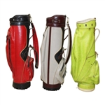 Three (3) Classic Full Size Golf Bags - Red/Tan with Brown/Lime Green