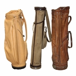 Three (3) Classic Full Size Golf Bags - Cream/Tan Canvas/Light Brown