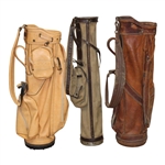Three (3) Classic Full Size Golf Bags - Cream/Tan Canvas/Light Brown
