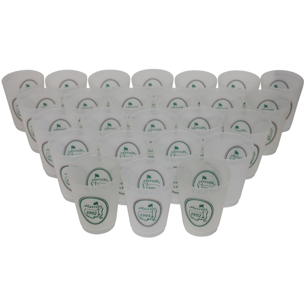 Twenty-Five (25) Masters Tournament Logo Clear Plastic Drink Cups - 1992 & 1994