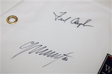 Fred Couples, Colin Montgomerie & Ken Schofield Signed World Golf Hall of Fame Flag JSA ALOA