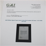 Jack Nicklaus Signed Letter to Past PGA President Will Mann w/ 2000 PGA Champ Content JSA ALOA