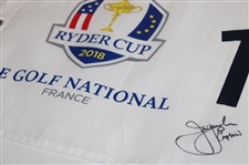 Captain Jim Furyk Signed 2018 Ryder Cup at Le Golf National White Flag JSA ALOA