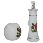 Crestedware Victorian Era Bramble Golf Ball & A Golf Bag w/Clubs