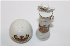 Crestedware Victorian Era Bramble Golf Ball & A Golf Bag w/Clubs