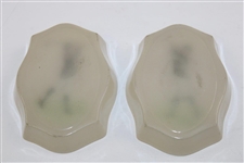 Pair Milk Glass Golfer Pin Dishes