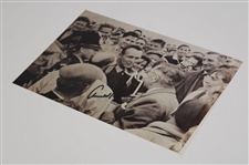 Arnold Palmer Signed Greeting In Crowd of Fans 8x12 B&W Photo JSA ALOA