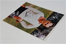 Arnold Palmer Signed Posing with Golf Bag/Clubs 11x14 Oversize Photo JSA ALOA
