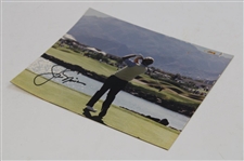 Jack Nicklaus Signed Tee Shot Over Water 8x10 Photo JSA ALOA