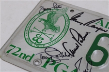 Palmer, Watson Trevino, Player & others Signed 1990 PGA at Shoal Creek License Plate JSA ALOA