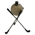 Vintage Dimple Pattern Golf Ball Themed Lighter on Three (3) Crossed Clubs Stand