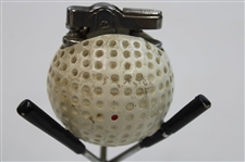 Vintage Dimple Pattern Golf Ball Themed Lighter on Three (3) Crossed Clubs Stand