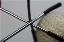 Vintage Dimple Pattern Golf Ball Themed Lighter on Three (3) Crossed Clubs Stand