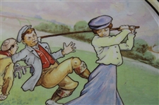 Lady Golfer Post-Swing with Caddy 'Full Swing' Bridgwood & Son Porcelain Plate