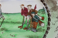 Stymied Golfer w/Caddies & Opponents w/Golf Club & Castle Rimmed Foley Shelley Porcelain Plate
