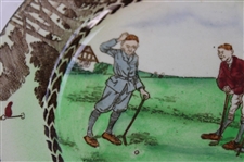 Stymied Golfer w/Caddies & Opponents w/Golf Club & Castle Rimmed Foley Shelley Porcelain Plate