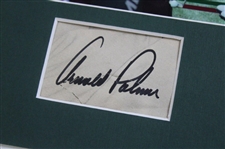 Arnold Palmer Signed Cut Signature with Matted Masters Collage Display JSA ALOA