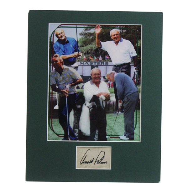 Arnold Palmer Signed Cut Signature with Matted Masters Collage Display JSA ALOA