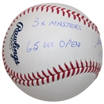 Gary Player Signed MLB Baseball w/HoF 74, 3x Masters, 65 US Open, 3x British Open, 2x PGA Inscr. JSA ALOA