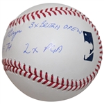 Gary Player Signed MLB Baseball w/HoF 74, 3x Masters, 65 US Open, 3x British Open, 2x PGA Inscr. JSA ALOA