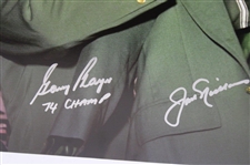 Jack Nicklaus & Gary Player Signed 1975 Masters Jacket Ceremony 16x20 Color Photo JSA ALOA