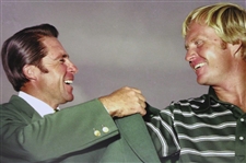 Jack Nicklaus & Gary Player Signed 1975 Masters Jacket Ceremony 16x20 Color Photo JSA ALOA