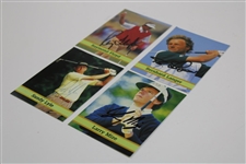 (4) Masters Champions Floyd, Lyle, Langer & Mize Signed Golf Cards w/ JSA ALOA