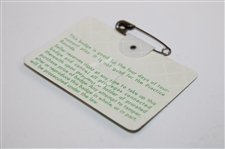 Gary Player Signed 1978 Masters Tournament SERIES Badge #15309 JSA ALOA