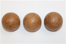 Three Unused Brown Rubber Score Guttie Style Golf Balls