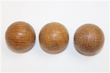 Three Unused Brown Rubber Score Guttie Style Golf Balls