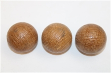 Three Unused Brown Rubber Score Guttie Style Golf Balls